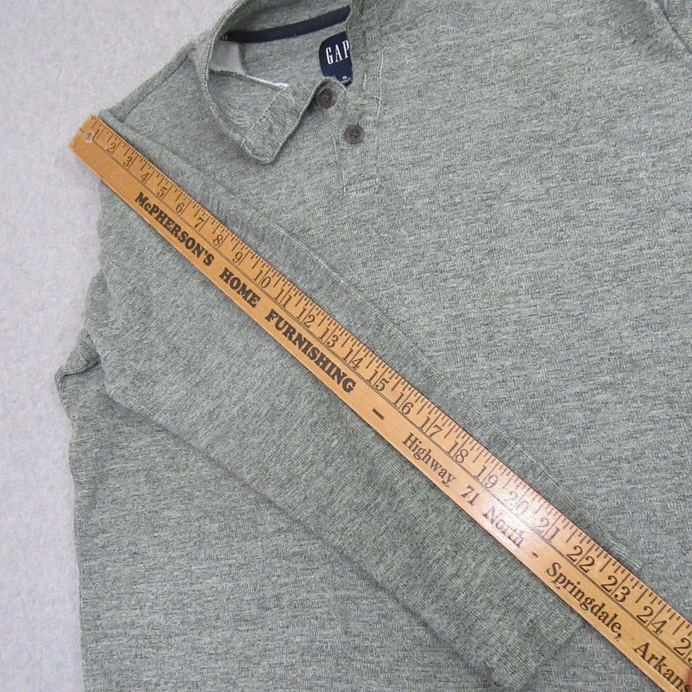 Gap Mens Henley Sweater XL Green‎ Heathered Long Sleeve Button Mock Neck
